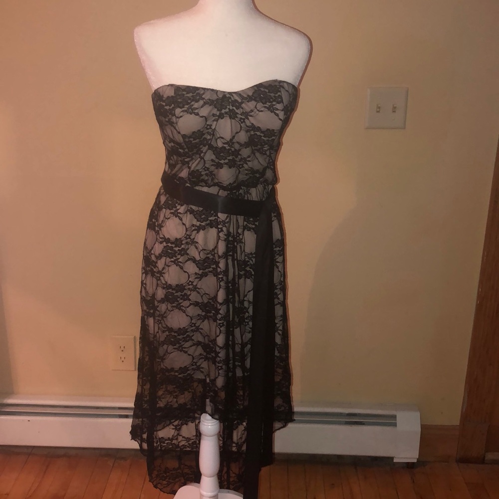 Deb Black /Nude lace, strapless Hi-Lo dress Sz 1X